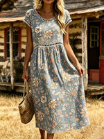 Women's Hollow Out Floral Midi Dress