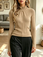 Retro Turtleneck Ruffle Art Casual Stylish Long Sleeve Knit Sweater