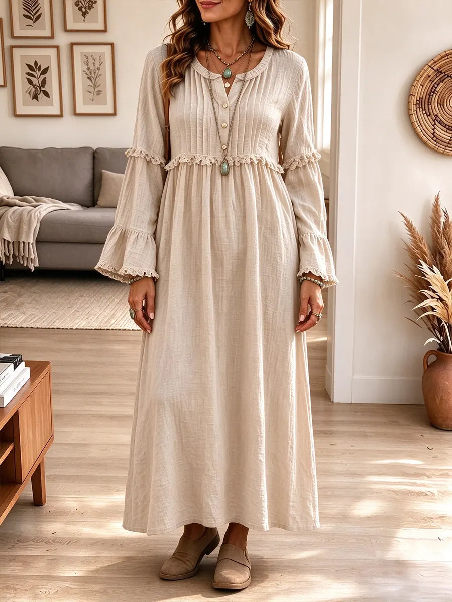 Women's Boho Long Sleeve Maxi Dress
