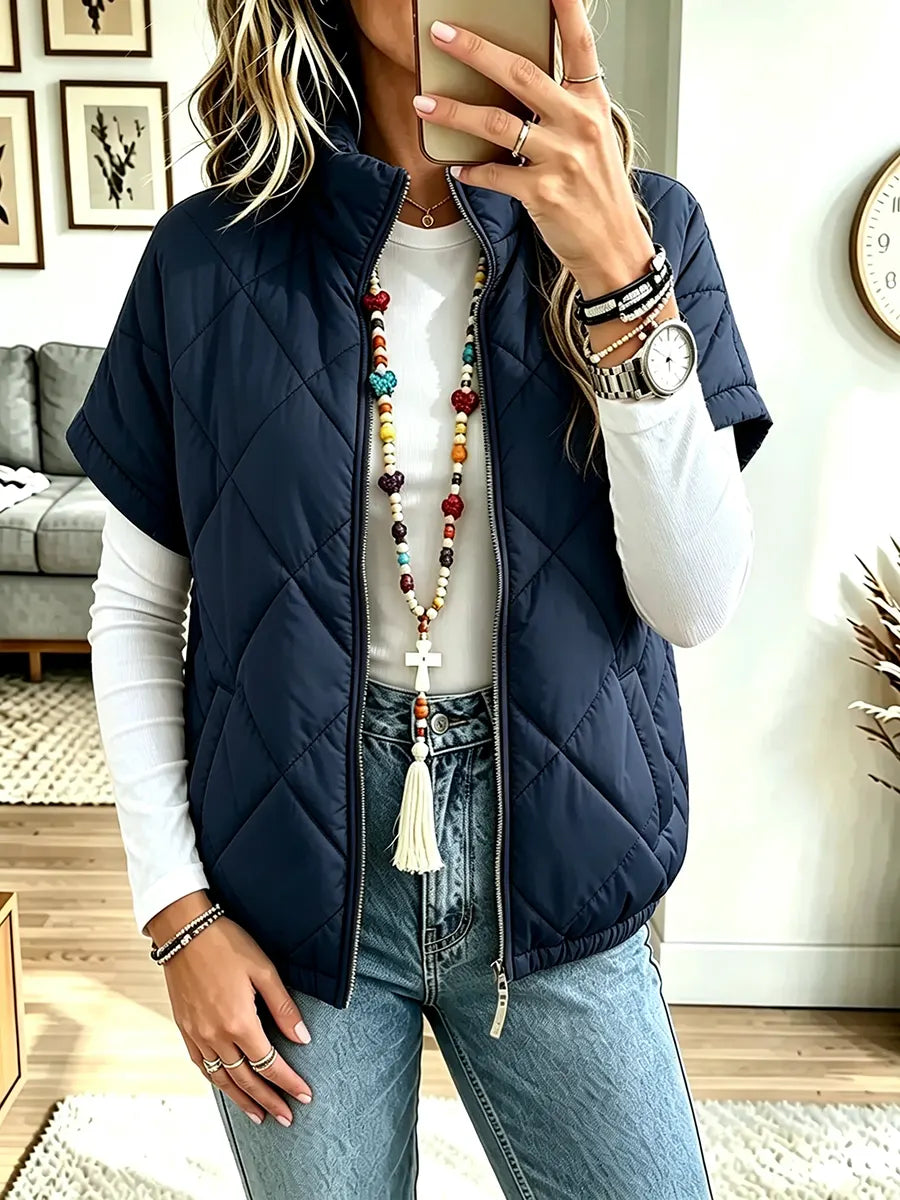 Women Stand-collar Short-sleeve Vest