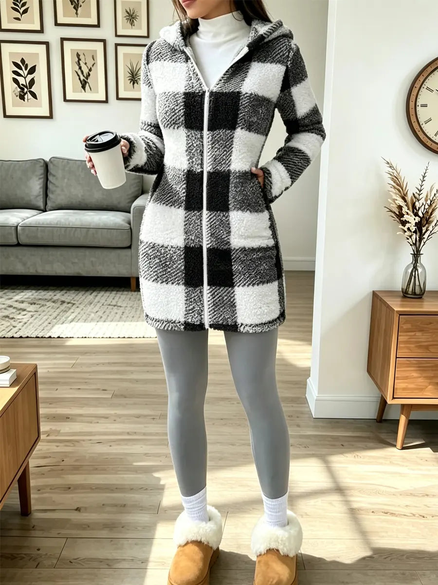 Retro Classic Plaid Pattern Warm Art Casual Stylish Long Sleeve Coat