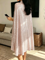 Women's Elegant Small Stand-up Collar Sequin Dress