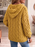 Vintage Elegant Hooded Cable Knit Warm Sweater