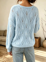 Elegant Hollow Pearl Knit Art Casual Stylish Long Sleeve Sweater