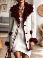 Retro Chic Lapel Fleece Art Casual Stylish Long Sleeve Knit Coat