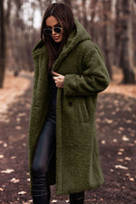 Hooded Long Teddy Coat Oversized Fleece Warm Winter Sherpa Overcoat