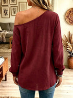 Women's Slouchy Off-the-Shoulder Textured Tunic Top