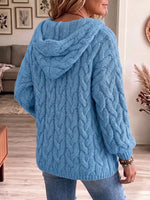Vintage Elegant Hooded Cable Knit Warm Sweater