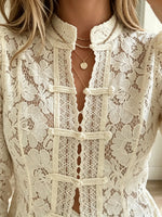 Women's Floral Lace Button Blouse