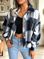 Retro Plaid Pattern Art Casual Lapel Stylish Long Sleeve Coat