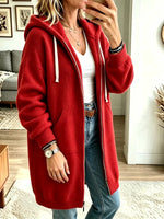 Women’s Long Sleeve Casual Loose Hooded Sweatshirt Cardigan