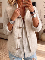 Stand Collar Diamond Knit Toggle Button Sleeveless Vest