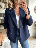 Women's Knit Sleeve Double-Breasted Coat
