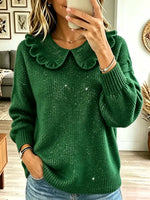 Vintage Elegant Shiny Peter Pan Collar Long-sleeved Sweater