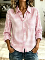 Retro Classic Plaid Pattern Art Casual Stylish Long Sleeve Lapel Cotton Shirt