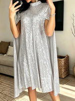 Women's Elegant Small Stand-up Collar Sequin Dress