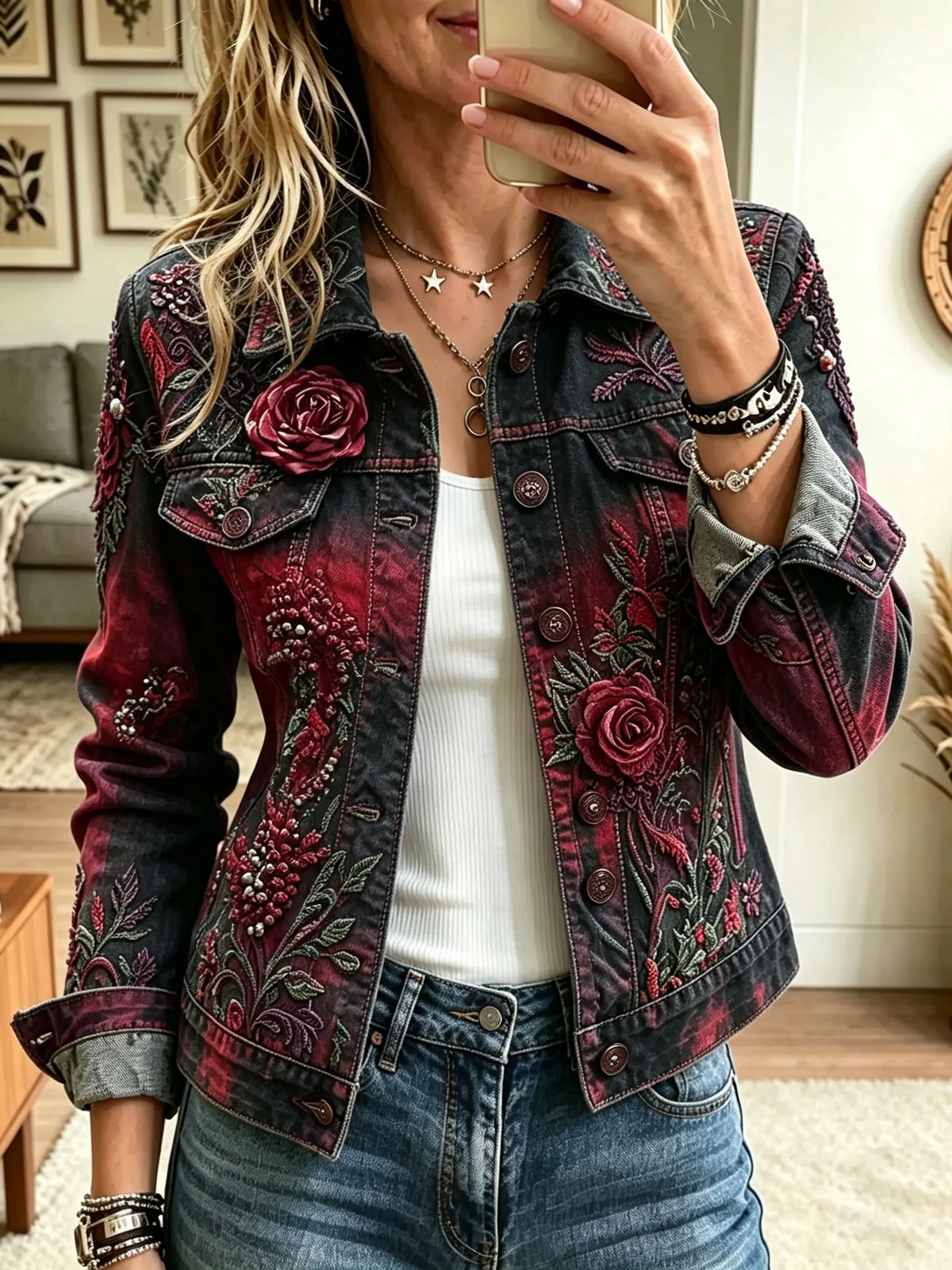 Women's Rose Denim Jacket