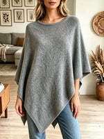 Women's Asymmetrical Hem Cashmere-Blend Poncho Sweater