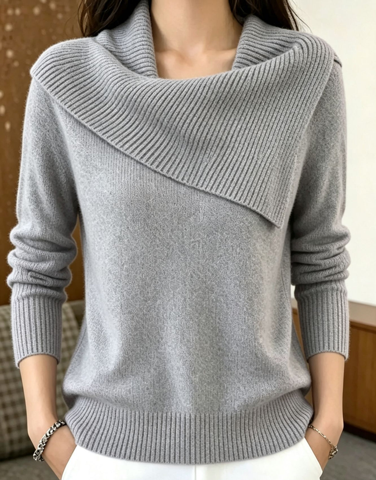 Collared Cold‑Shoulder Button Down Blouse Long Puff Sleeve V‑Neck Shirt