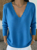 Retro V Collar Knitted Art Casual Stylish Long Sleeve Sweater