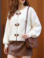 Retro Toggle‑closure Art Casual Stylish Long Sleeve Knit Cardigan Sweater