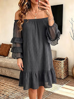 Women's Vintage Elegant Cotton And Linen Off-shoulder Dress