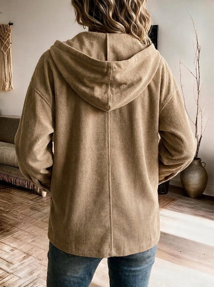 Women's Notch Lapel Button-Front Corduroy Shacket