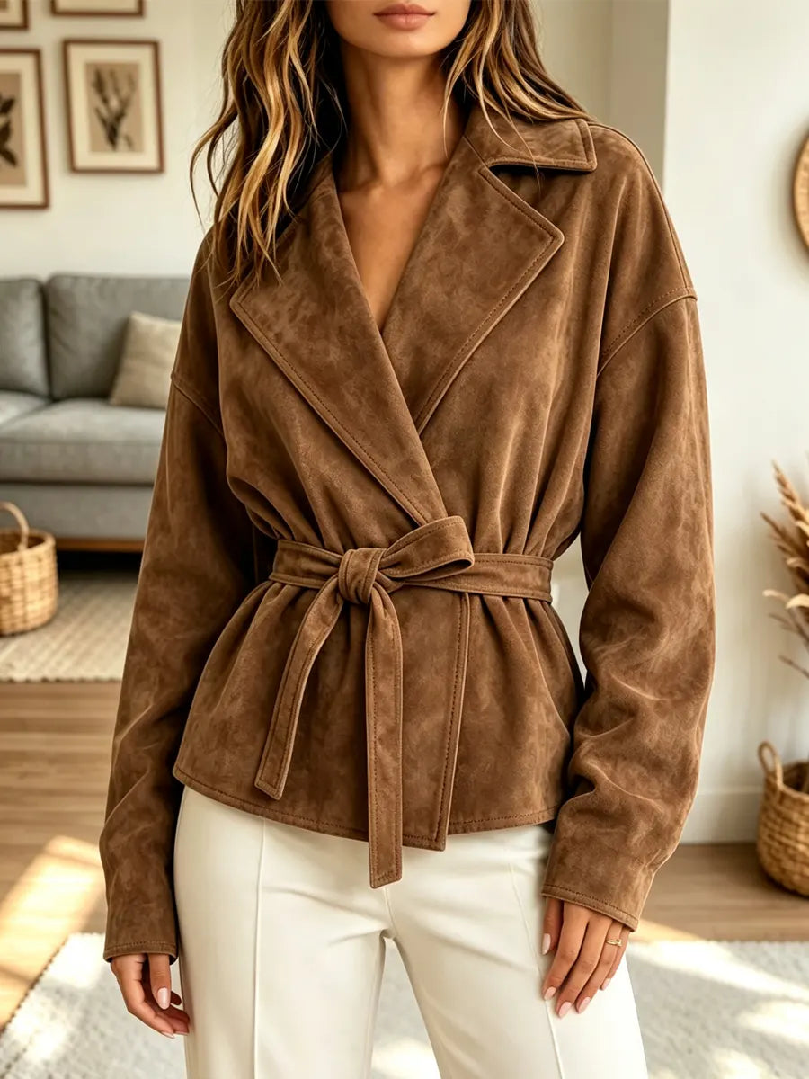 Retro Cozy Solid Color Lapel Art Casual Stylish Long Sleeve Coat