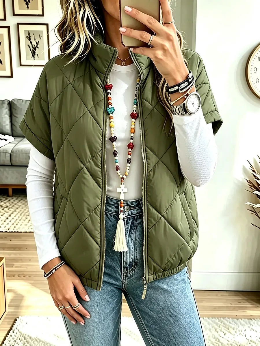 Women Stand-collar Short-sleeve Vest
