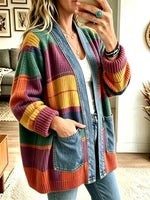 Women's Vintage Print Pocket Denim Patchwork Jacket