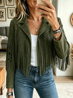 Women's Western Suede Fringe Cropped Jacket