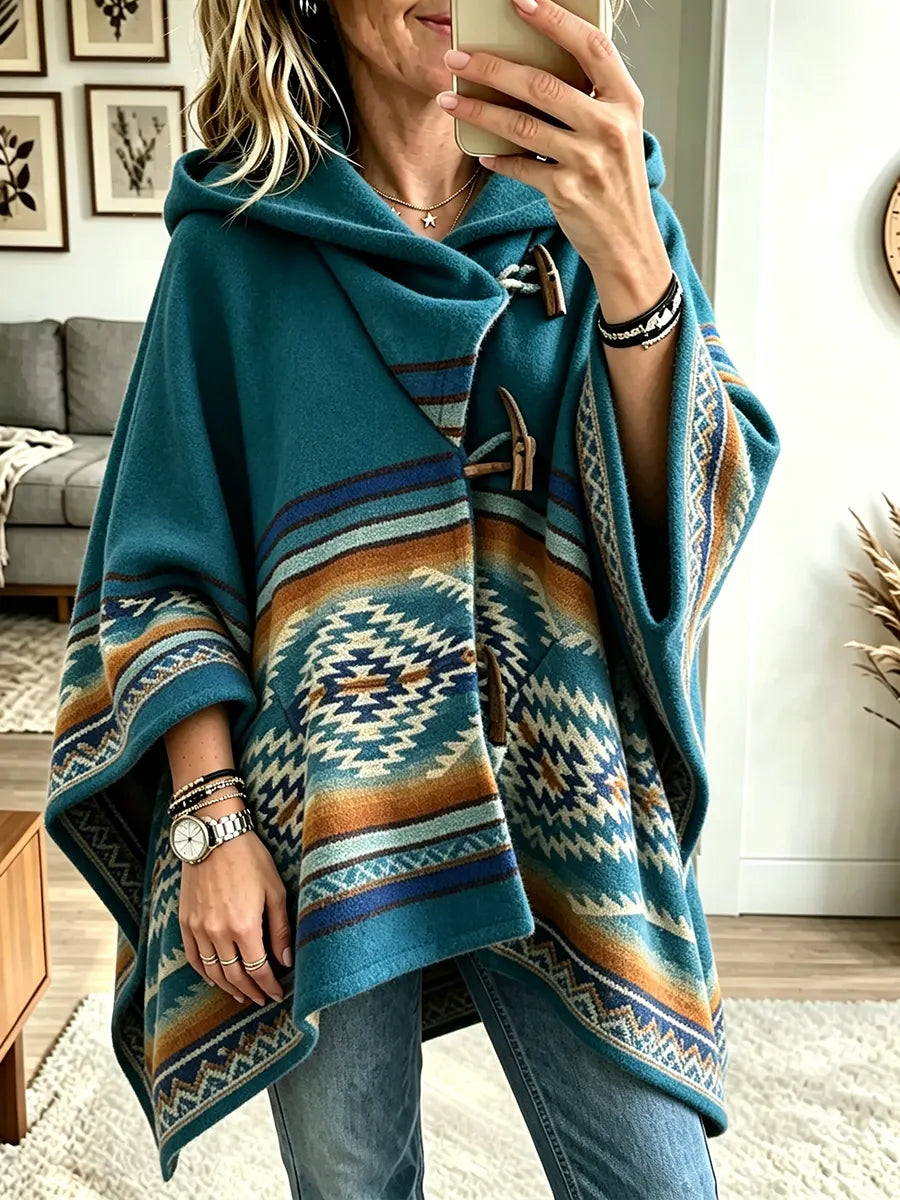 Women’s Bohemian-style Ethnic Hooded Cape Shawl Coat
