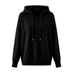 Women Solid Color Drawstring Hooded Knit Pullover Sweater