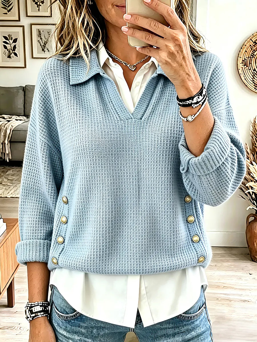 Vintage Elegant Waffle Button Shirt