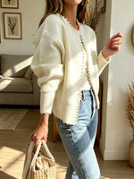 Retro Elegant Pearl Art Casual Stylish Long Sleeve Knitted Cardigan Coat