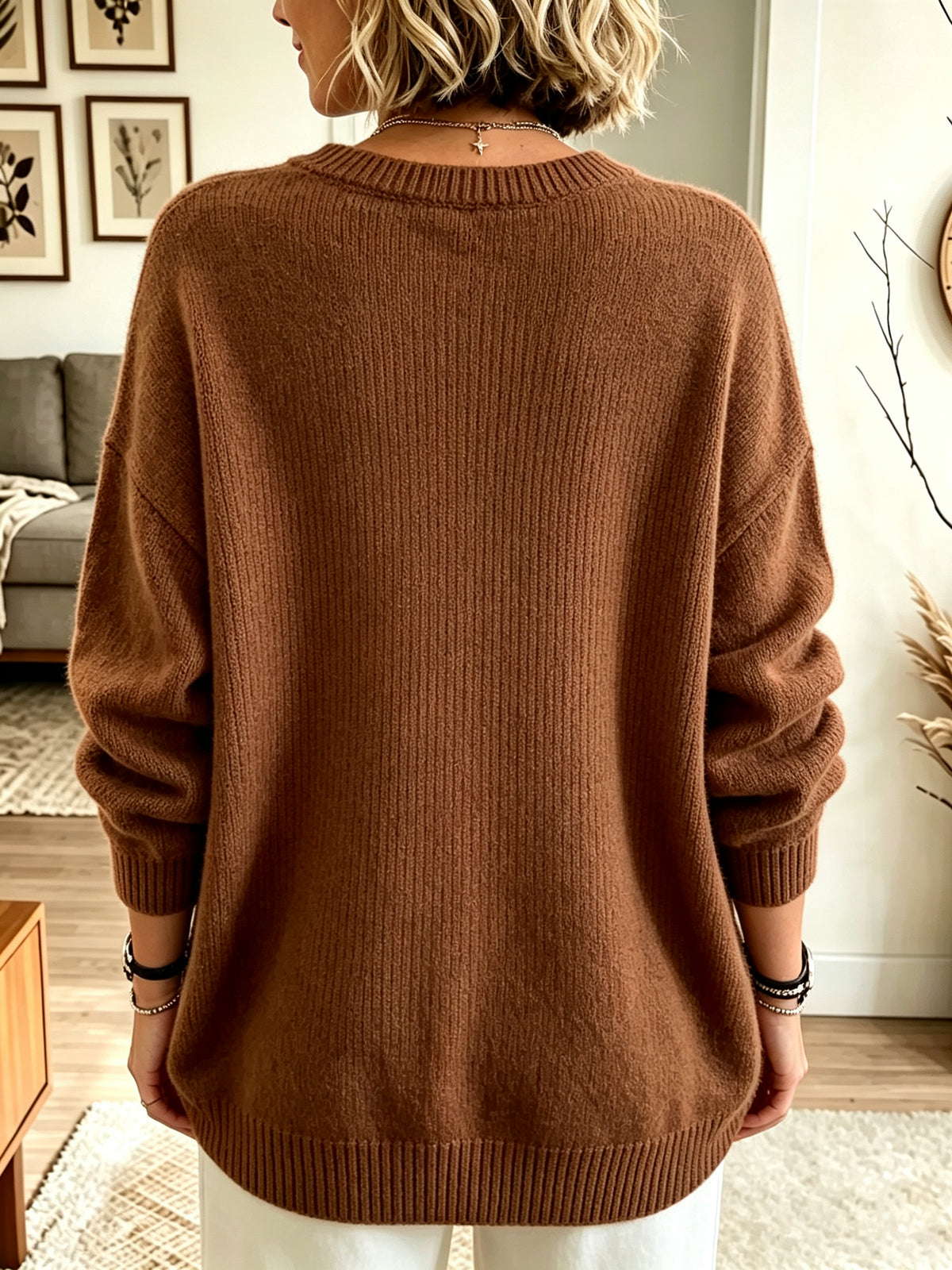 Women's 3D Floral Ruffle Knit Sweater