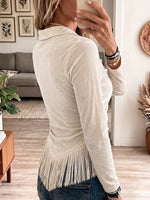 Vintage Elegant Tassel Velvet Shirt