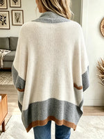 Women’s Color-block Cape-style Knitted Cardigan Shawl