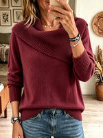 Women's Asymmetrical Draped Cowl Neck Sweater