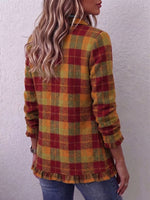 Vintage Elegant Plaid Patchwork Ruffled Jacket