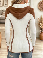 Women's Boho Hooded Ribbed Knit Top