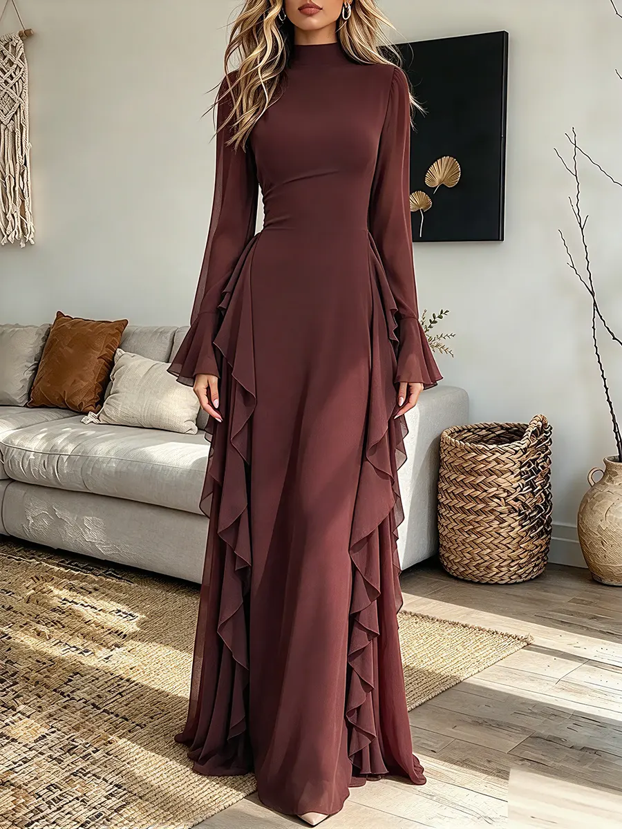 Vintage Elegant Sheer Chiffon Dress