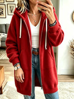 Women’s Long Sleeve Casual Loose Hooded Sweatshirt Cardigan