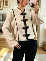 Retro Ethnic Elegant Knot Art Casual Stylish Long Sleeve Shirt