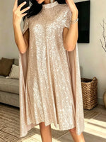 Women's Elegant Small Stand-up Collar Sequin Dress