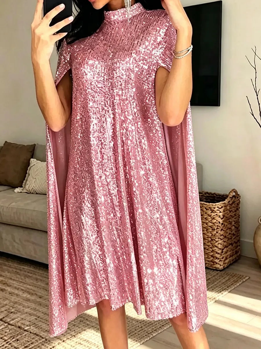 Women's Elegant Small Stand-up Collar Sequin Dress