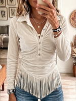 Vintage Elegant Tassel Velvet Shirt