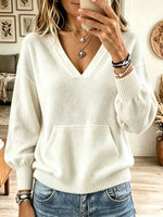Women's V-Neck Pocket Knit Sweater