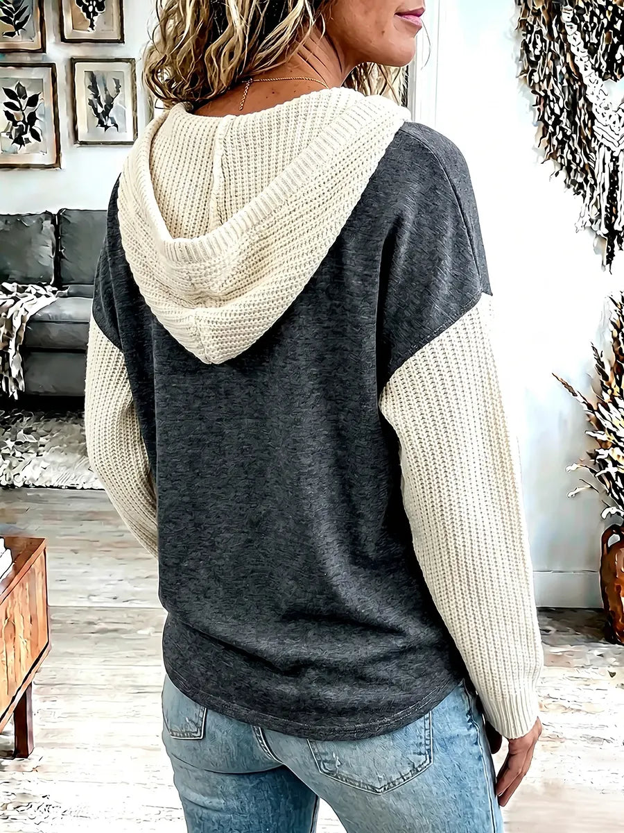 Vintage Elegant Sweater Panel Casual Hoodie Outerwear
