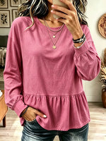 Women's Ruffled Peplum Long Sleeve Top